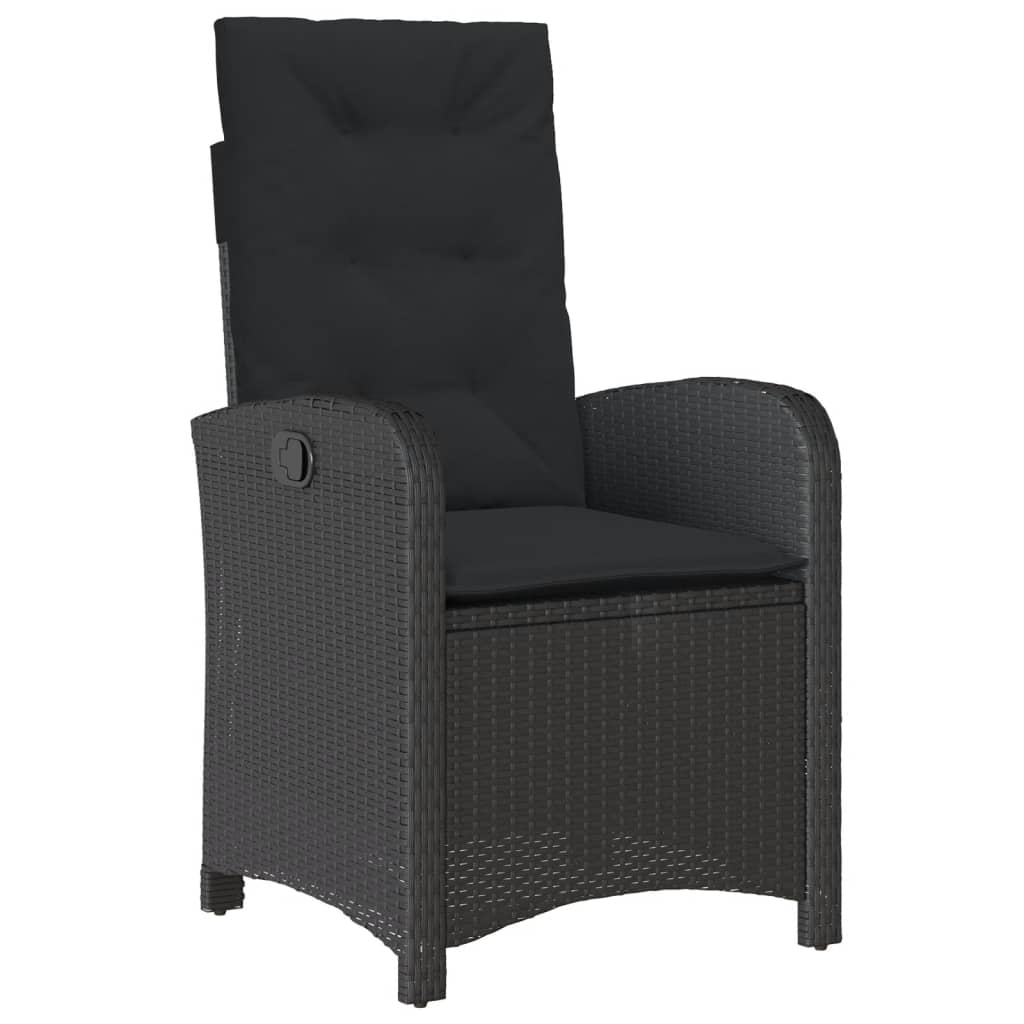 Set mobilier de gradina cu perne, 9 piese, negru, poliratan — imaginea 4