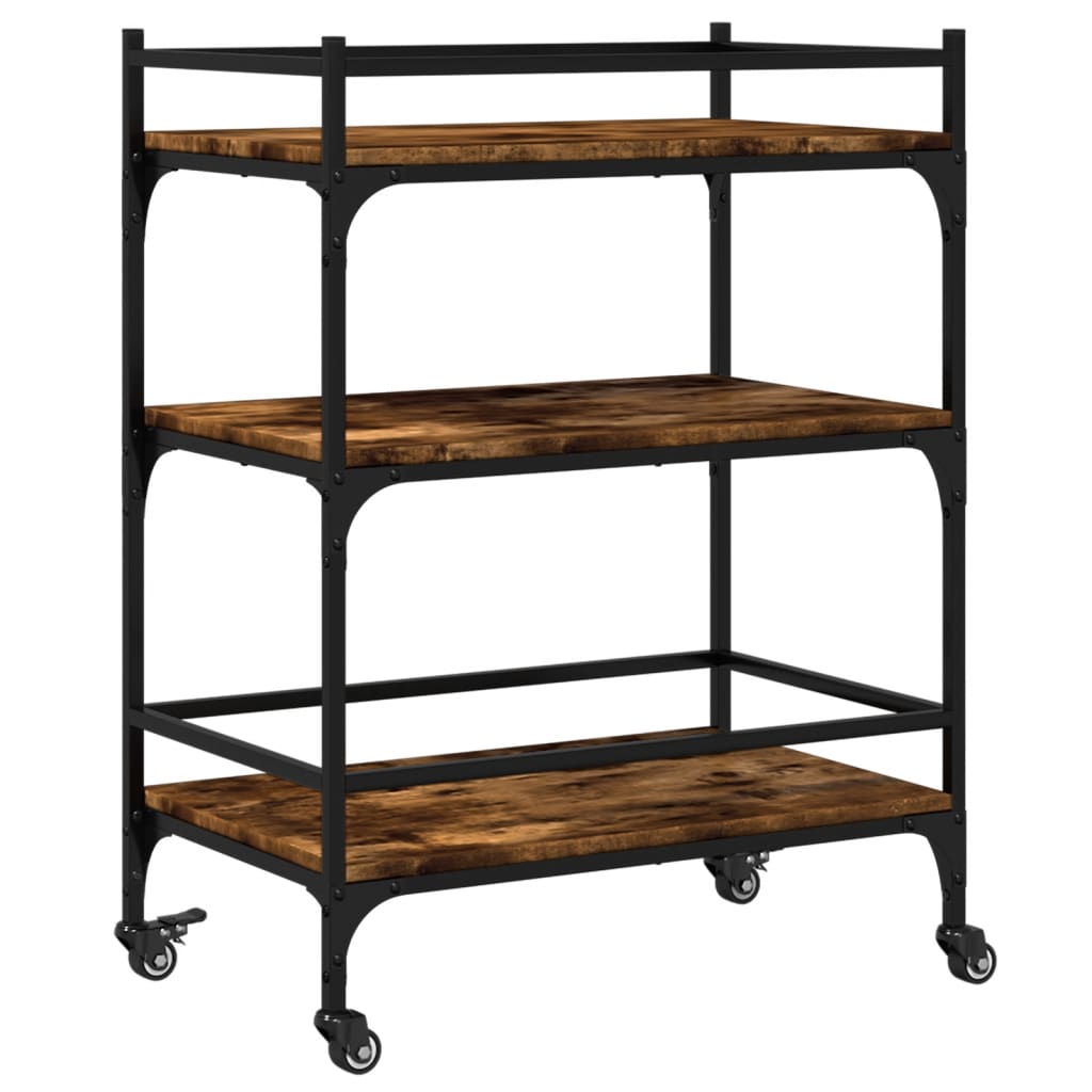 Carucior de bucatarie stejar fumuriu 65x40x86,5cm lemn prelucrat — imaginea 9