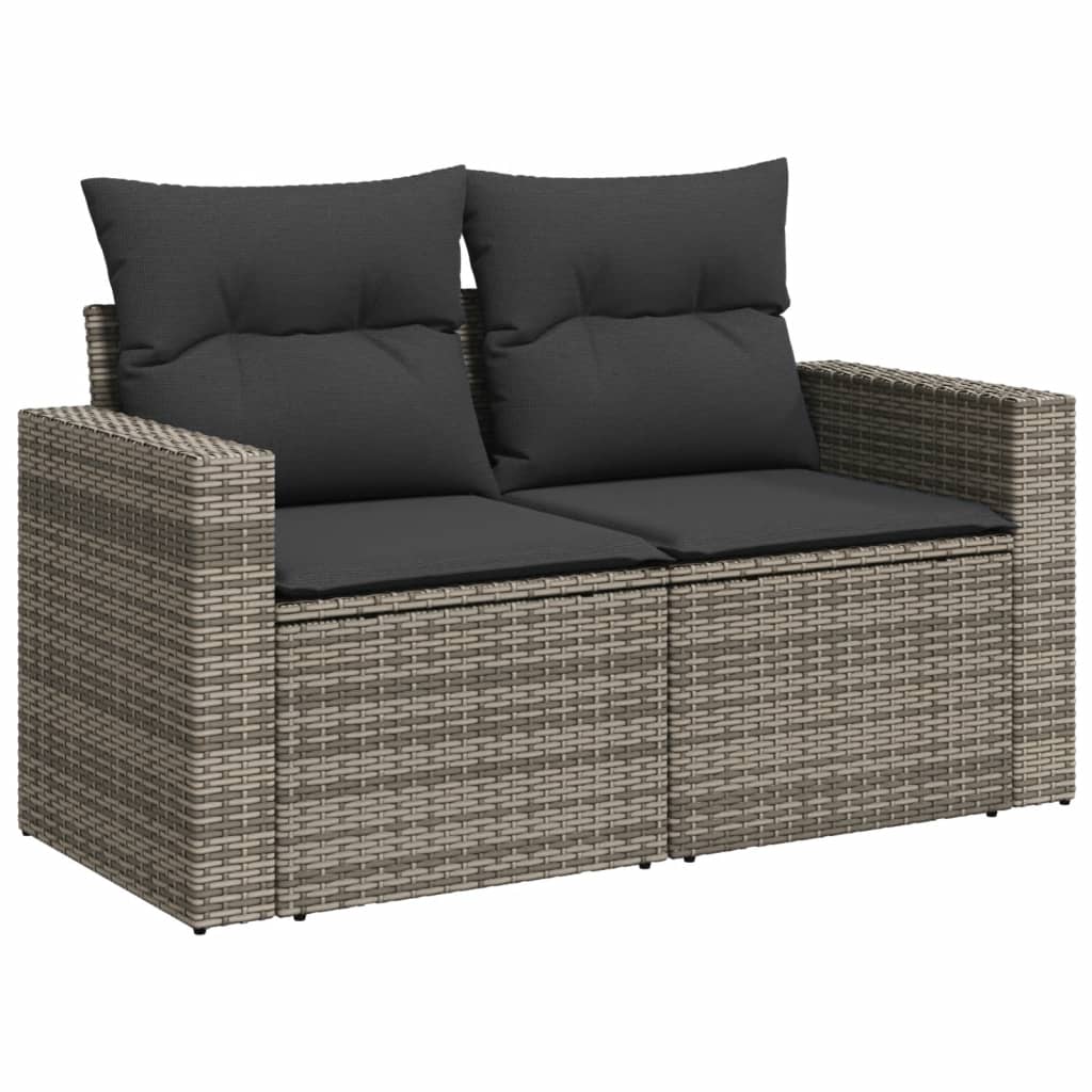 Set mobilier gradina cu perne, 6 piese, gri, poliratan — imaginea 5