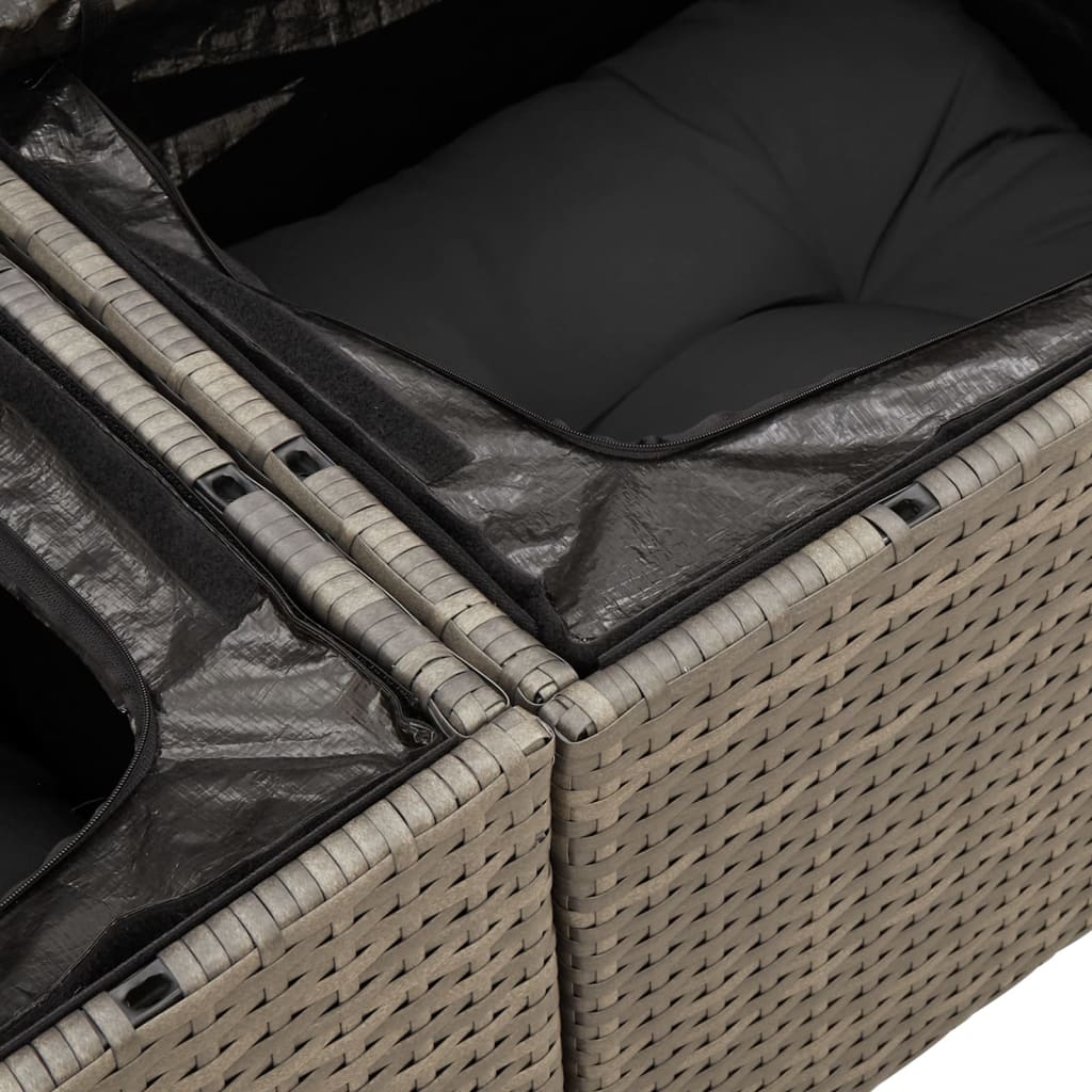 Set mobilier gradina cu perne, 6 piese, gri, poliratan — imaginea 7