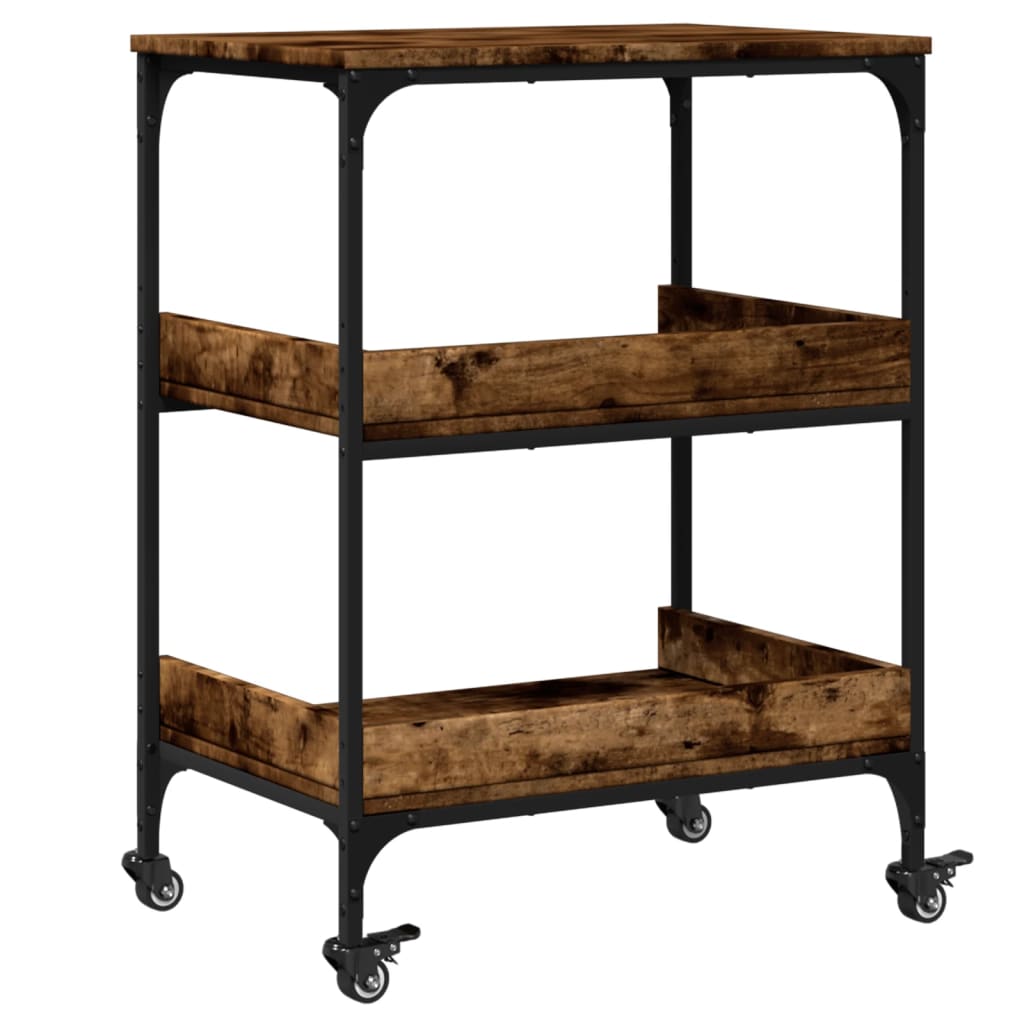 Carucior de bucatarie stejar fumuriu 60x41x80,5cm lemn prelucrat — imaginea 9