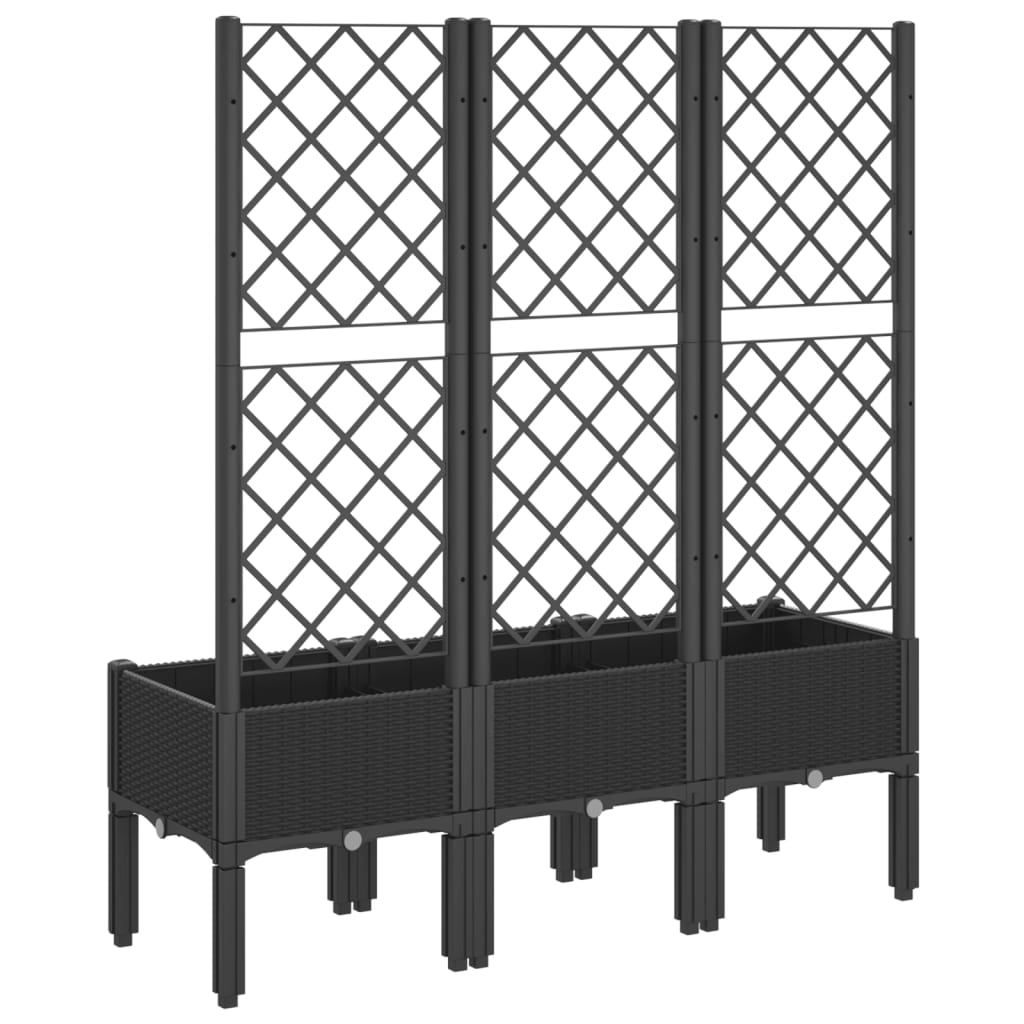 Jardiniera de gradina cu spalier, negru, 120x40x142 cm, PP — imaginea 5