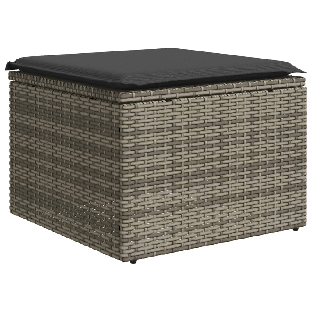 Set canapea de gradina cu perne, 5 piese, gri, poliratan — imaginea 5