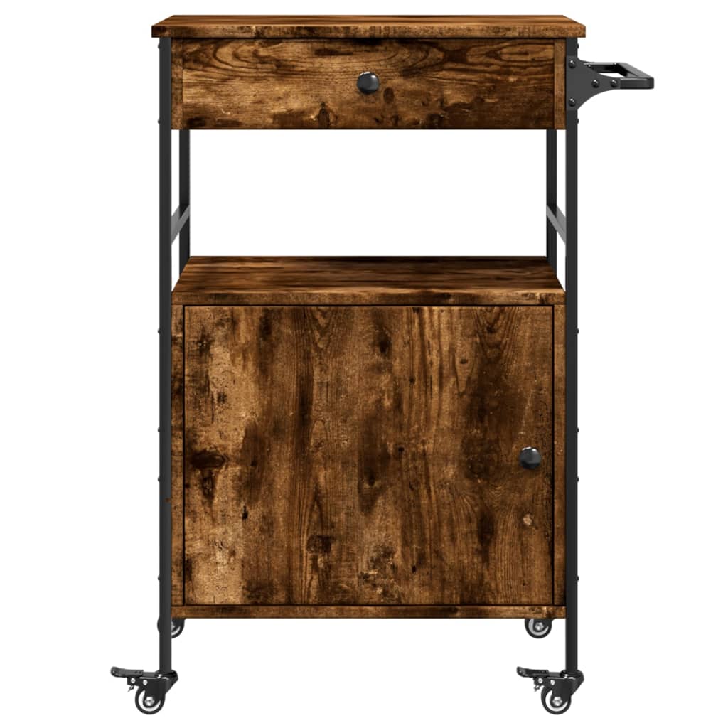Carucior de bucatarie stejar fumuriu 56x43x89,5cm lemn prelucrat — imaginea 9