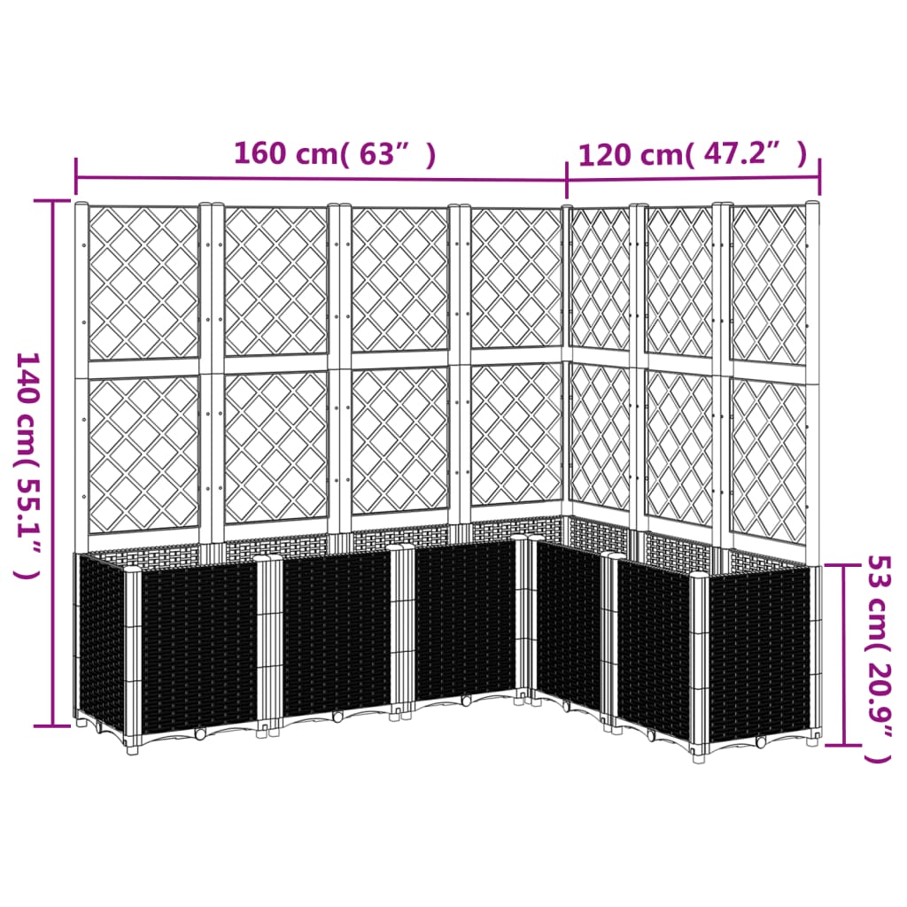 Jardiniera de gradina cu spalier, alb, 160x120x140 cm PP — imaginea 9