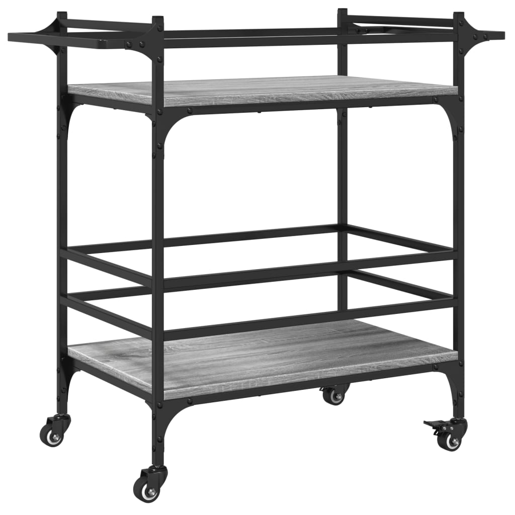 Carucior de bucatarie, gri sonoma, 82x40x78,5cm, lemn prelucrat