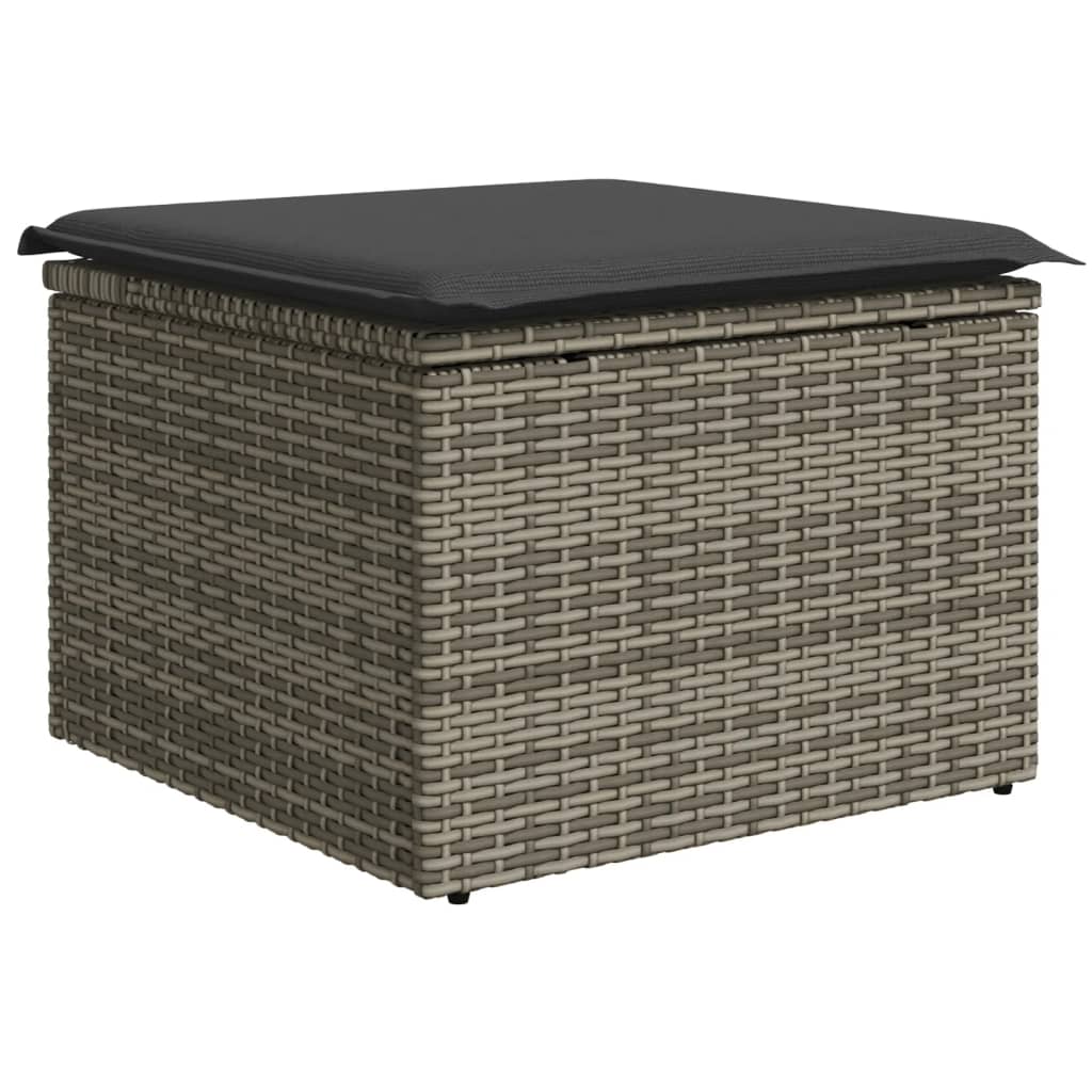 Set mobilier de gradina cu perne, 10 piese, gri, poliratan — imaginea 6