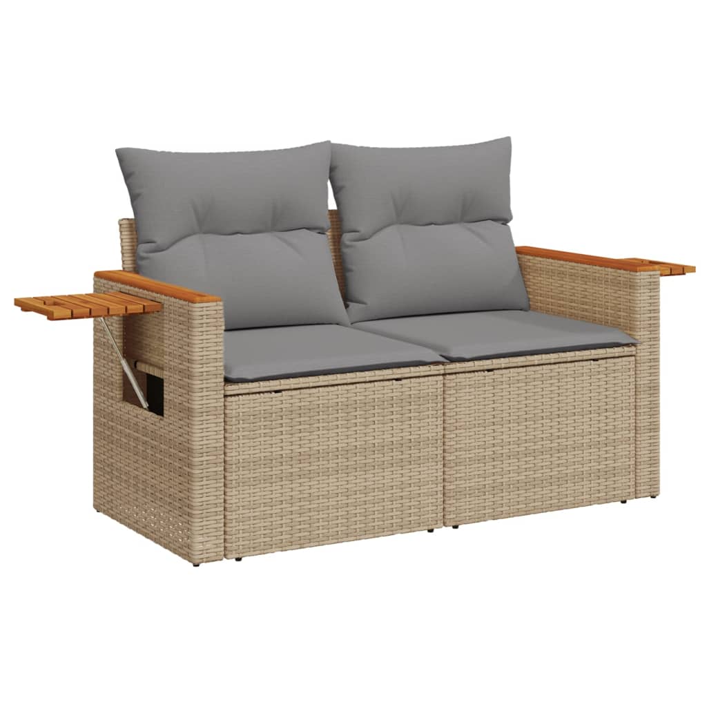 Set canapele de gradina, 8 piese, cu perne, bej, poliratan — imaginea 4