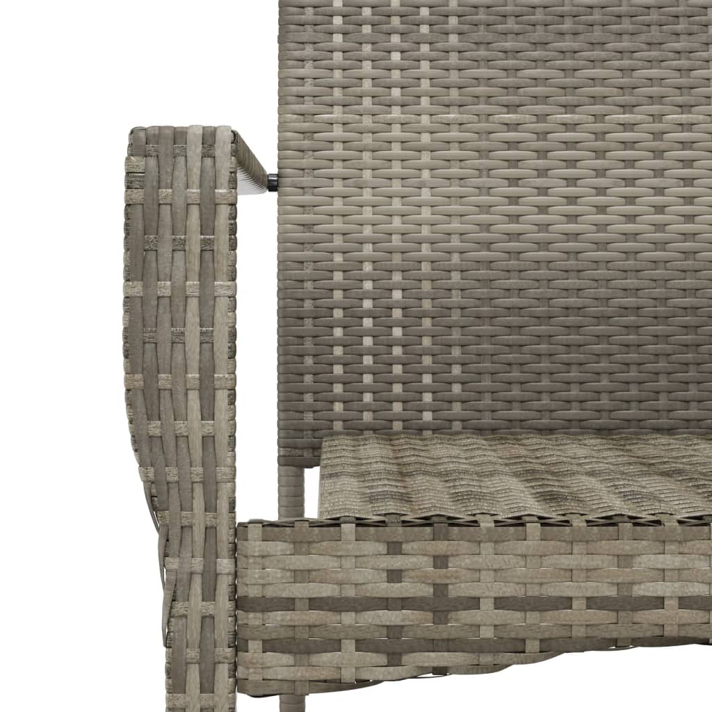 Set mobilier gradina cu perne, 9 piese, gri, poliratan — imaginea 5