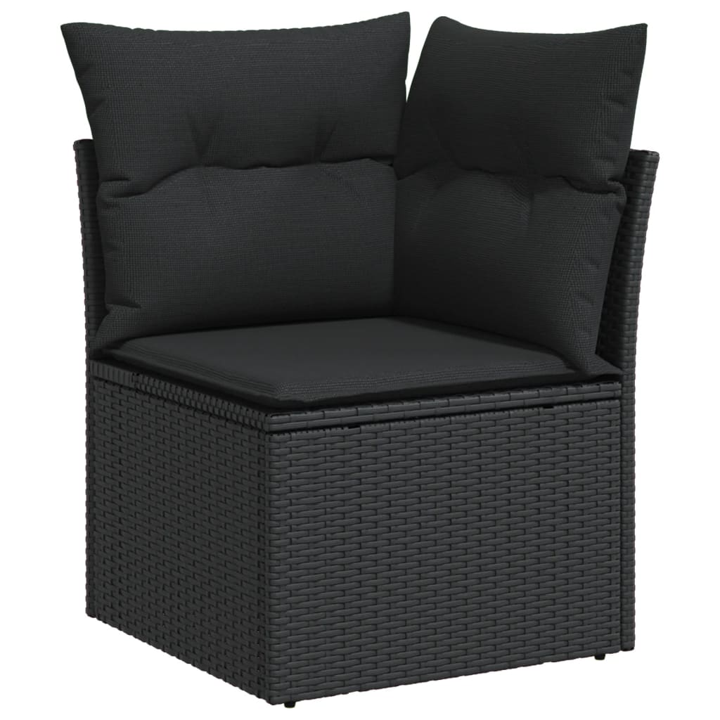 Set mobilier de gradina cu perne, 8 piese, negru, poliratan — imaginea 4