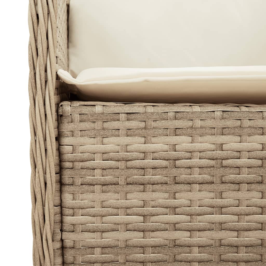 Set de masa pentru gradina, 7 piese, cu perne, bej, poliratan — imaginea 5