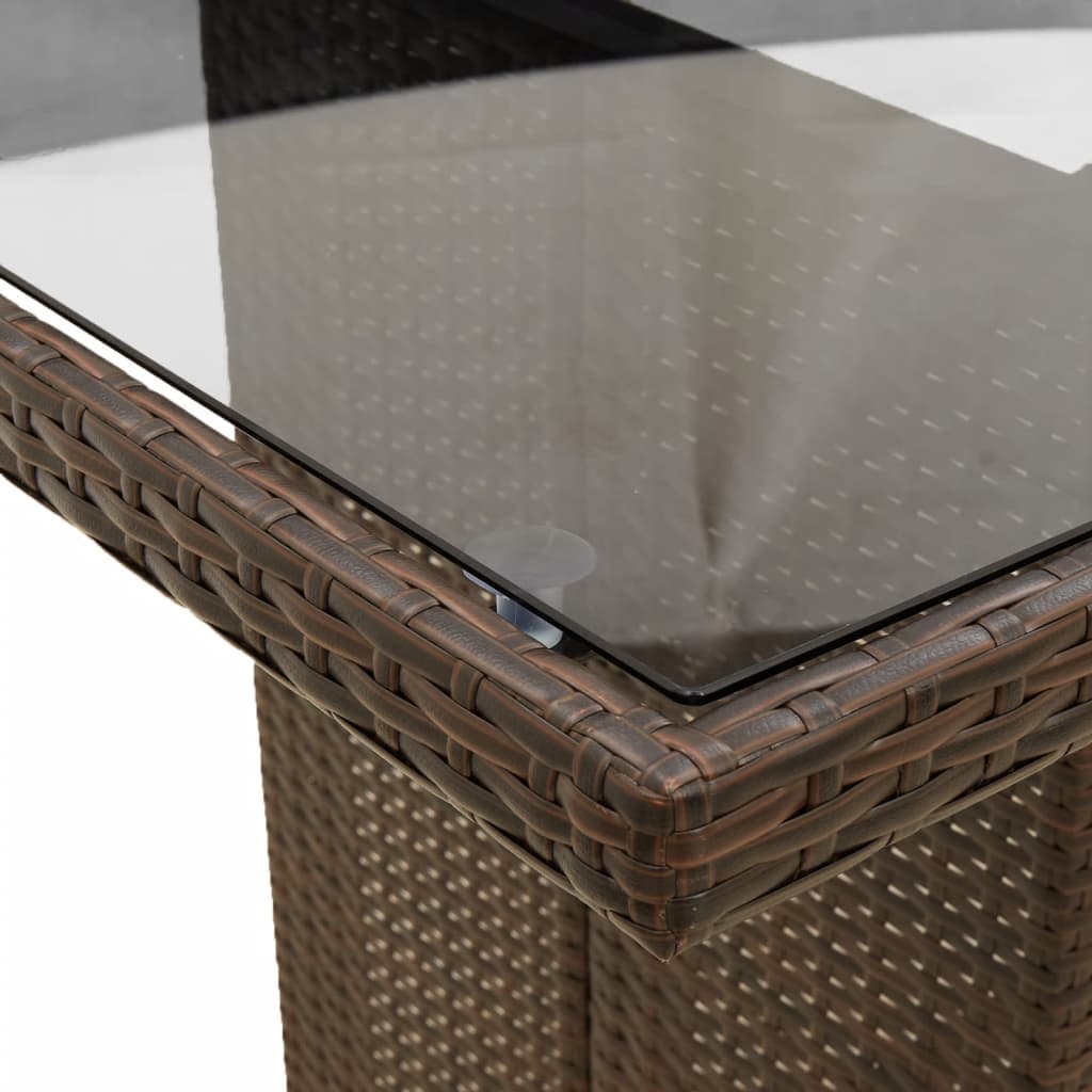 Set mobilier de gradina cu perne, 7 piese, maro, poliratan — imaginea 6