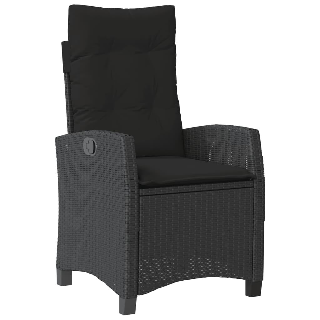 Set mobilier de gradina cu perne, 9 piese, negru, poliratan — imaginea 4