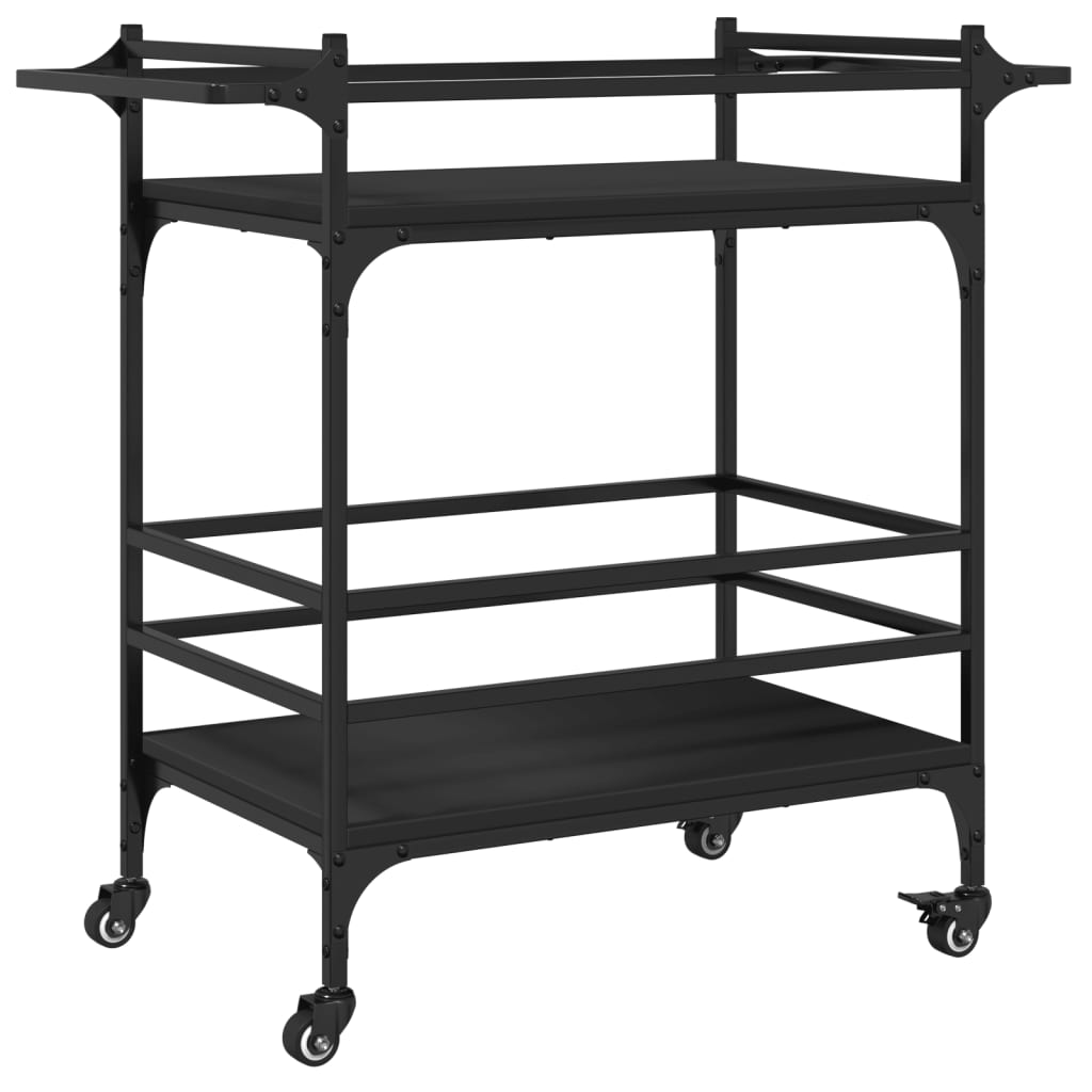 Carucior de bucatarie, negru, 82x40x78,5 cm, lemn prelucrat