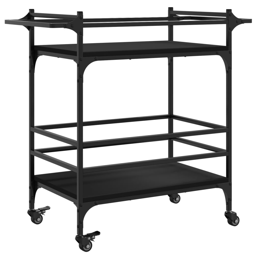Carucior de bucatarie, negru, 82x40x78,5 cm, lemn prelucrat — imaginea 9