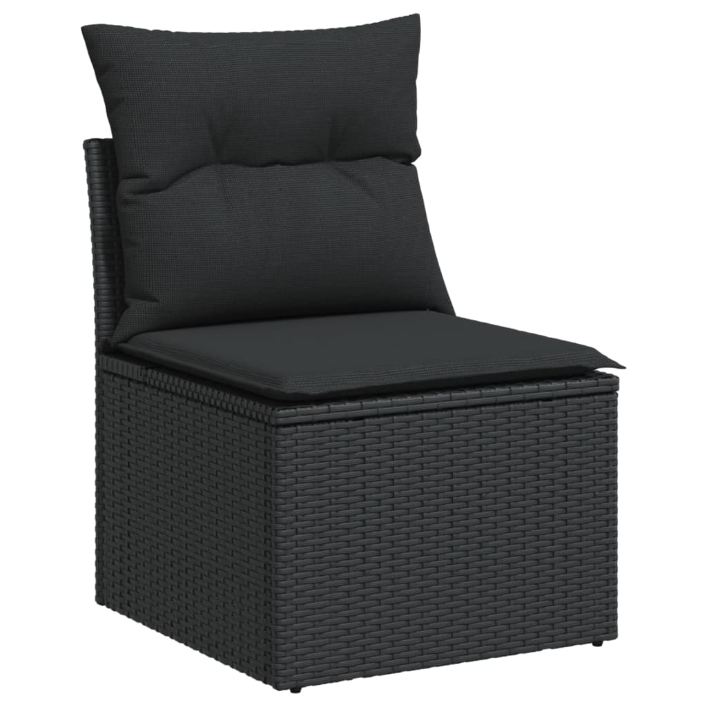 Set mobilier de gradina cu perne, 9 piese, negru, poliratan — imaginea 4
