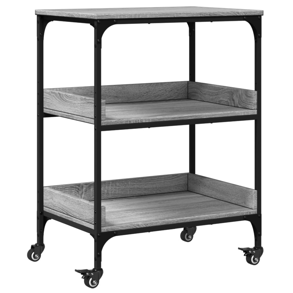 Carucior de bucatarie, gri sonoma 60x41x80,5 cm lemn prelucrat