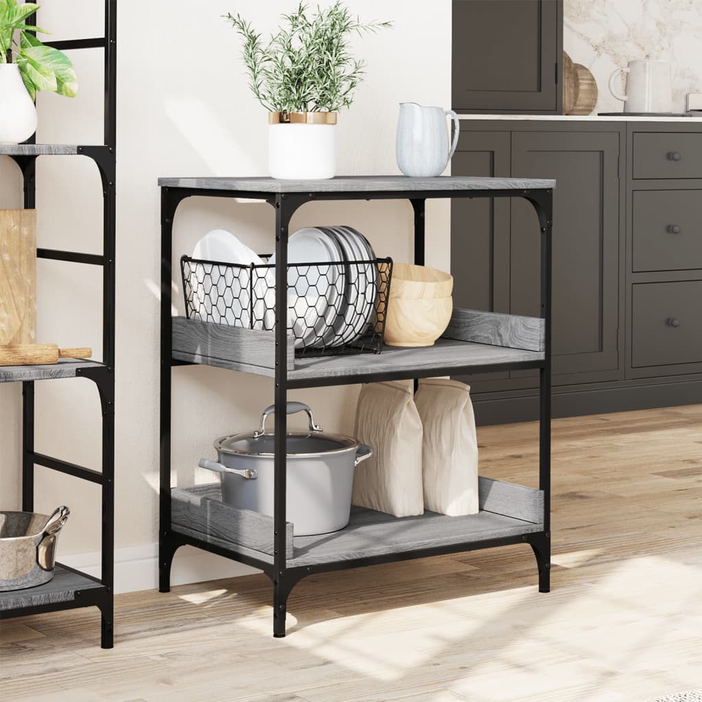 Carucior de bucatarie, gri sonoma 60x41x80,5 cm lemn prelucrat — imaginea 4