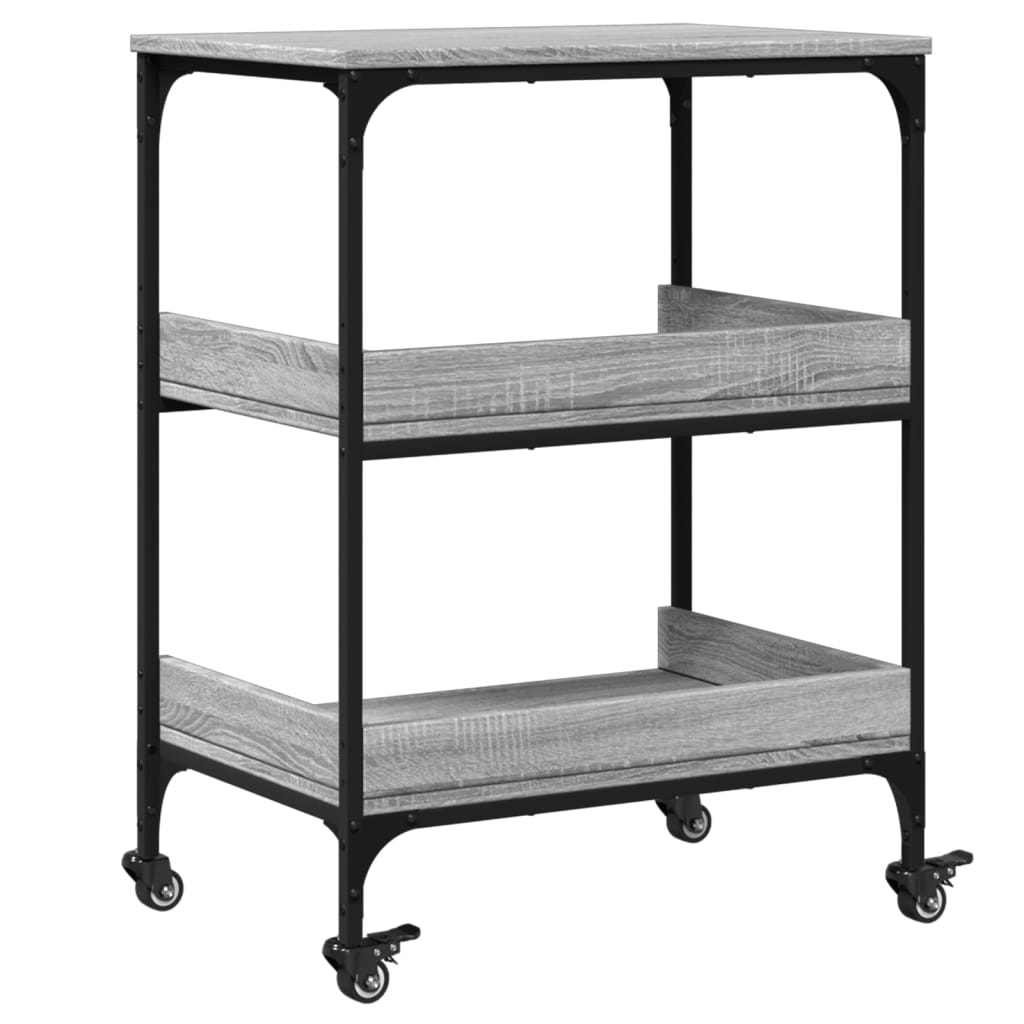 Carucior de bucatarie, gri sonoma 60x41x80,5 cm lemn prelucrat — imaginea 9