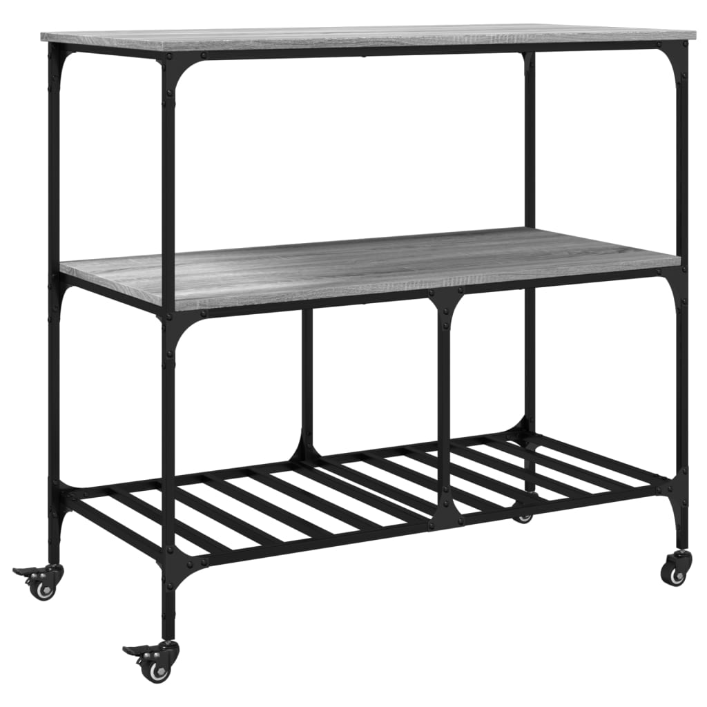 Carucior de bucatarie, gri sonoma, 100x50x95 cm, lemn prelucrat