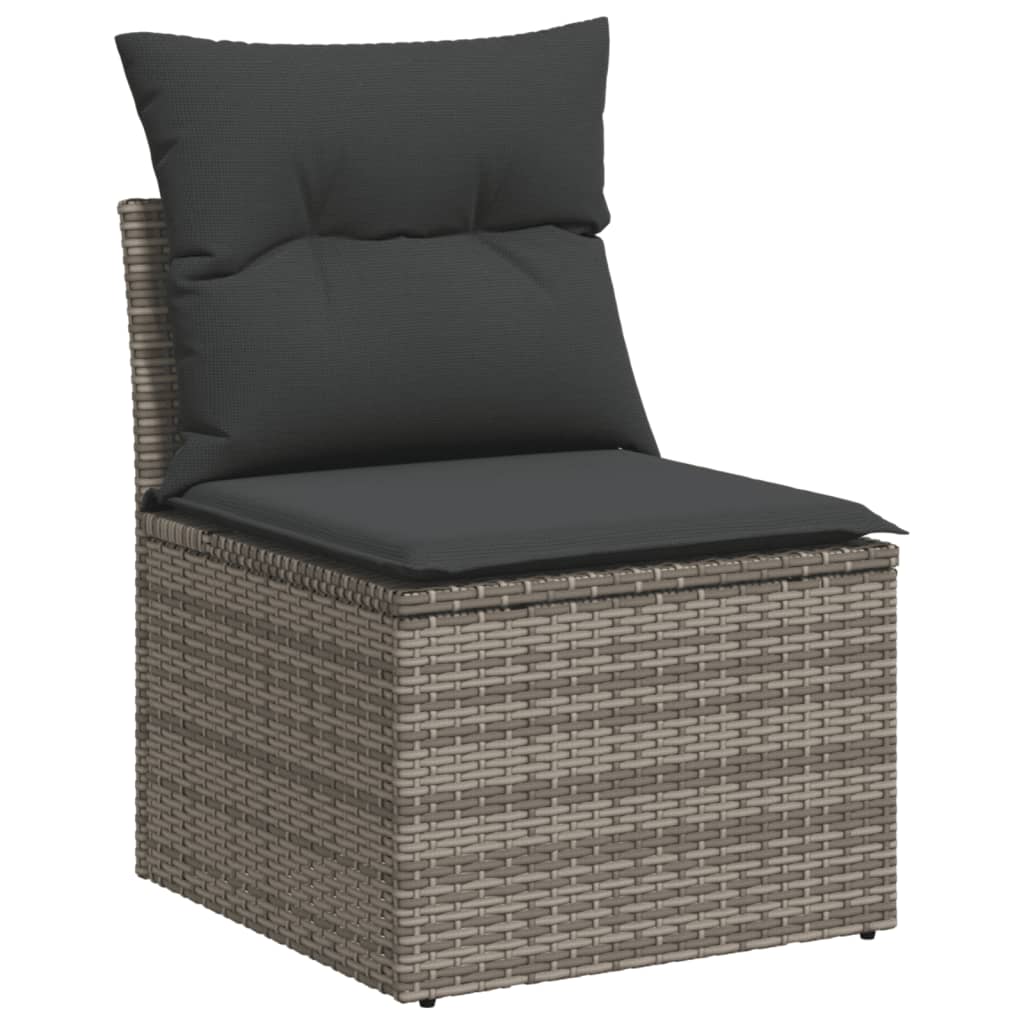 Set canapele de gradina cu perne, 11 piese, gri, poliratan — imaginea 4