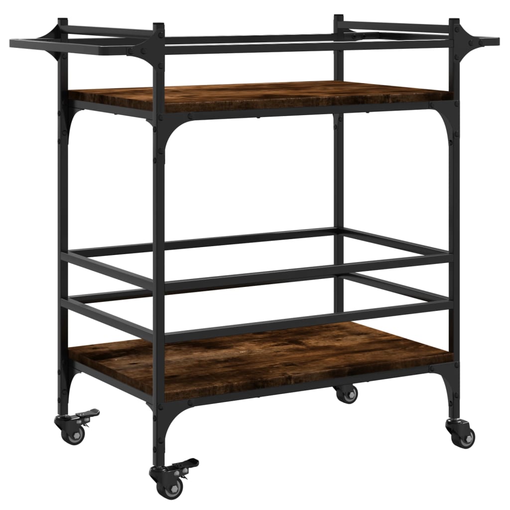 Carucior de bucatarie stejar fumuriu 82x40x78,5cm lemn prelucrat — imaginea 9
