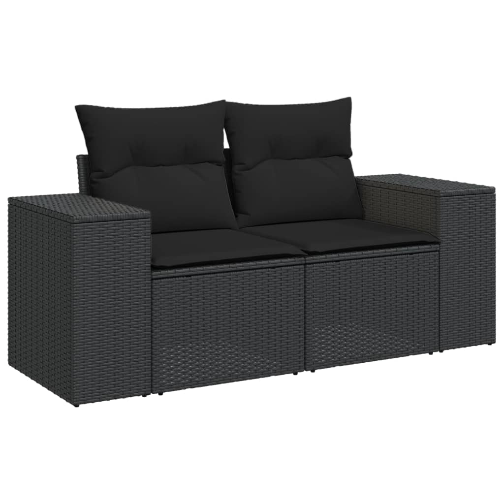 Set mobilier de gradina cu perne, 10 piese, gri, poliratan — imaginea 4