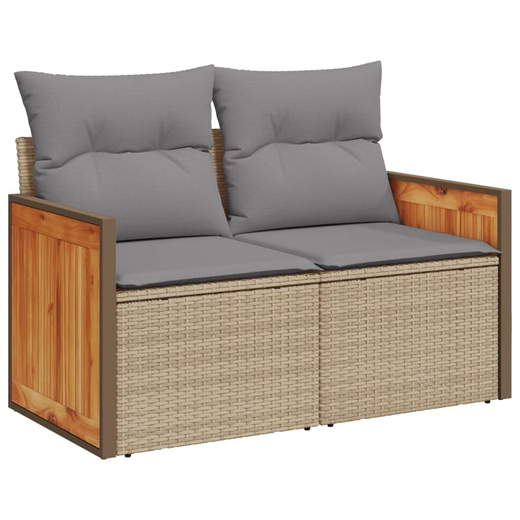 Set canapele de gradina cu perne, 6 piese, bej, poliratan — imaginea 5