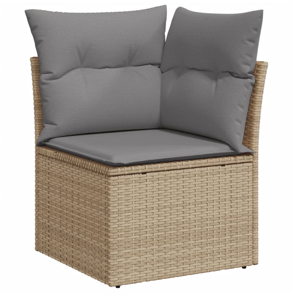 Set canapele de gradina cu perne, 6 piese, bej, poliratan — imaginea 4