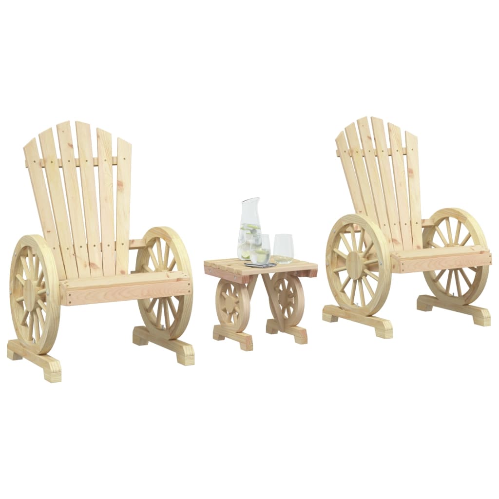 Set mobilier de gradina, 3 piese, lemn masiv de brad — imaginea 2