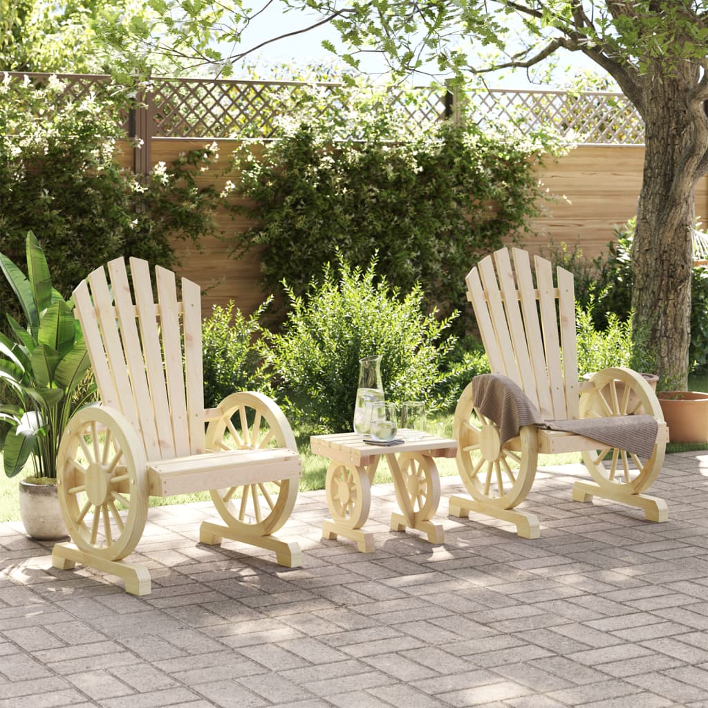 Set mobilier de gradina, 3 piese, lemn masiv de brad — imaginea 3