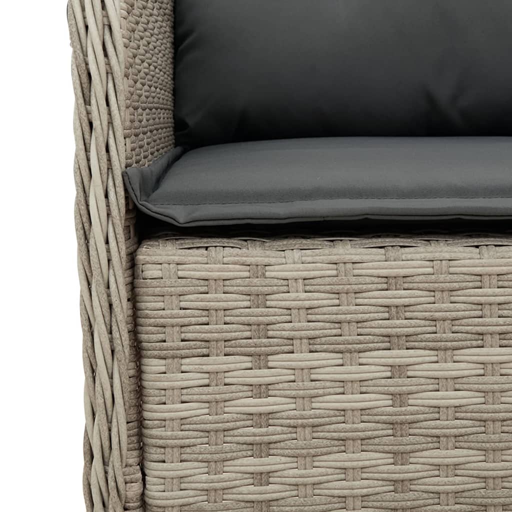 Set mobilier de gradina cu perne, 7 piese gri deschis poliratan — imaginea 5