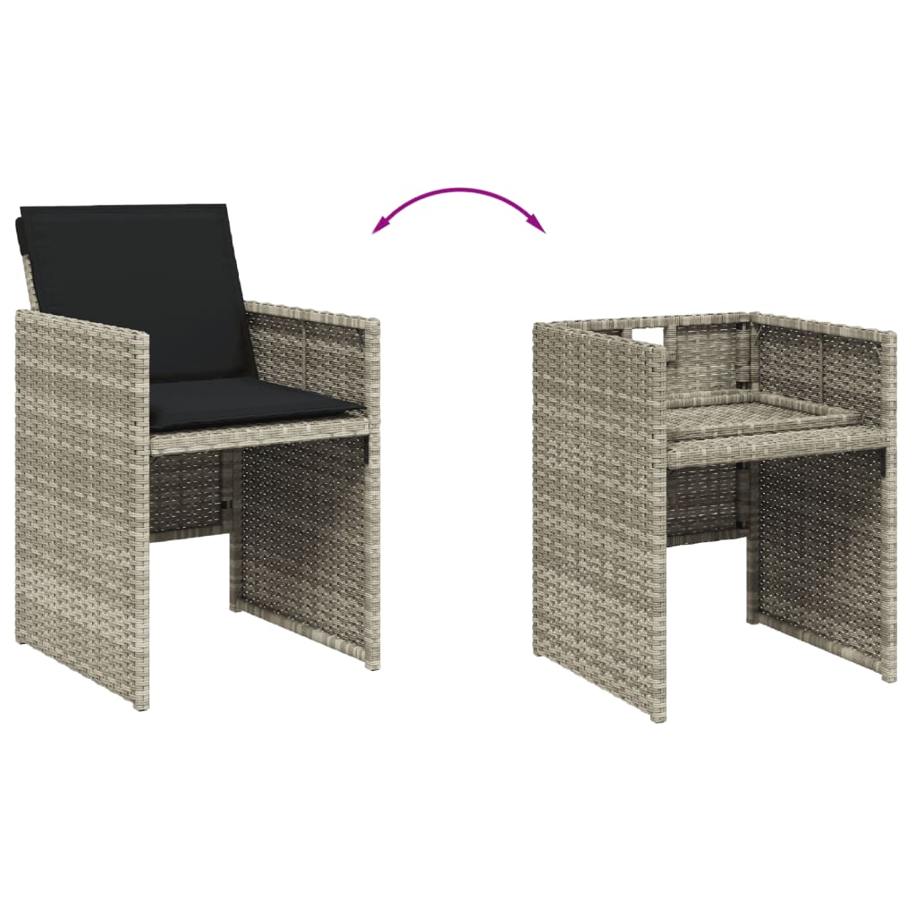 Set mobilier de gradina cu perne, 5 piese gri deschis poliratan — imaginea 7