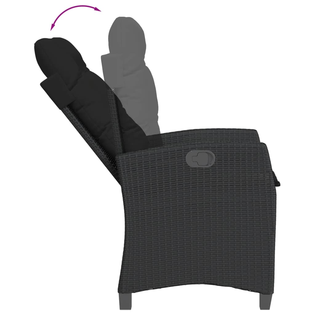 Set mobilier de gradina cu perne, 9 piese, negru, poliratan — imaginea 5