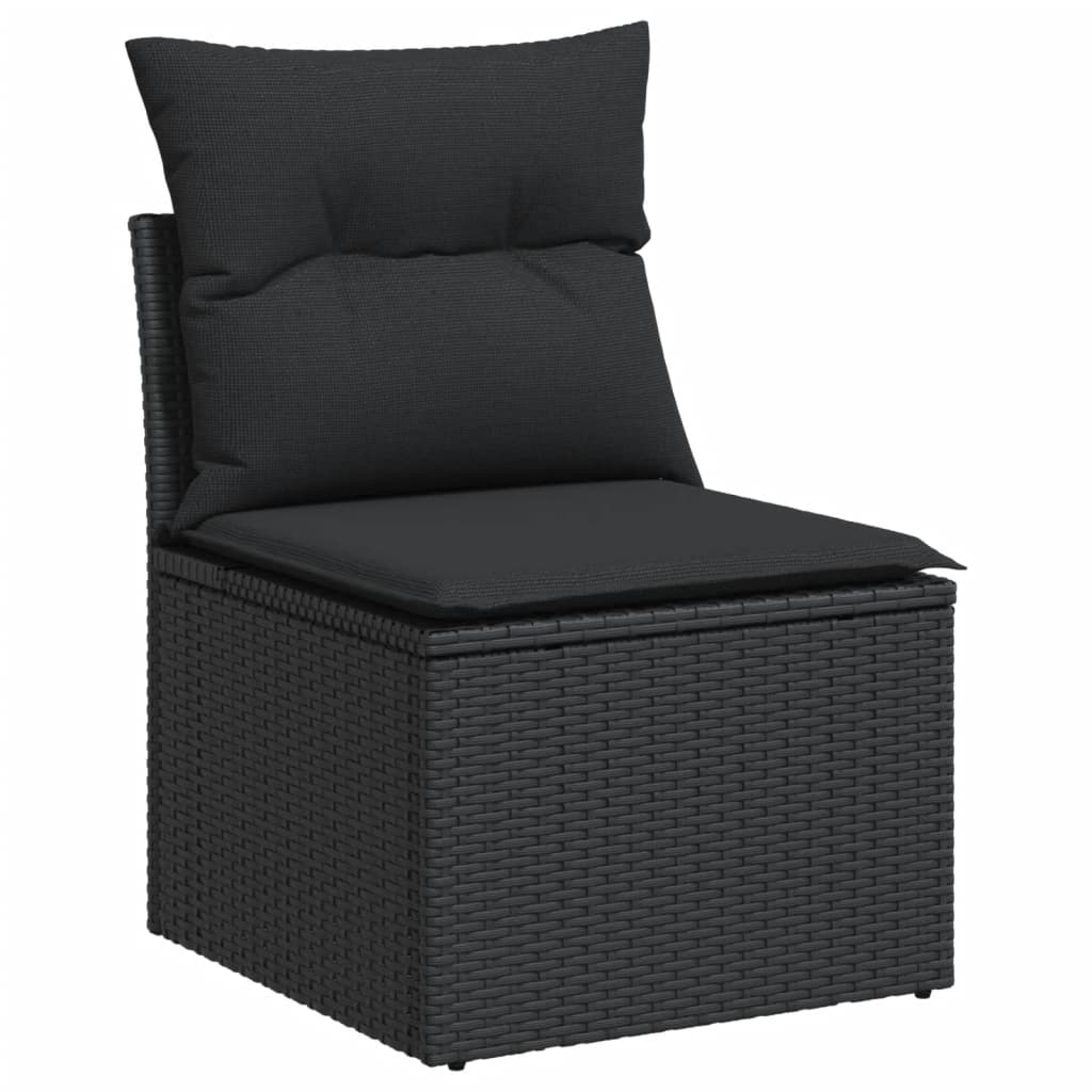 Set canapele de gradina cu perne, 11 piese, negru, poliratan — imaginea 4