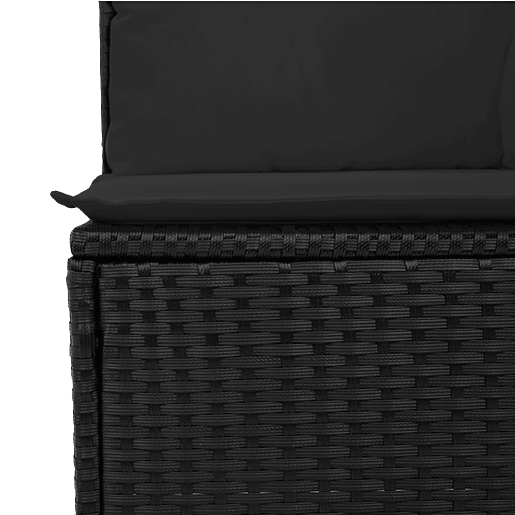 Set canapele de gradina cu perne, 11 piese, negru, poliratan — imaginea 6