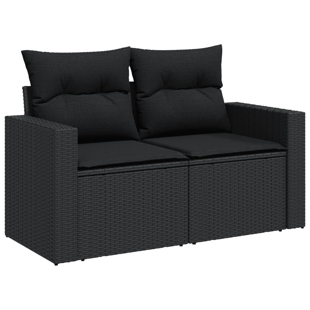 Set canapele de gradina cu perne, 11 piese, negru, poliratan — imaginea 10