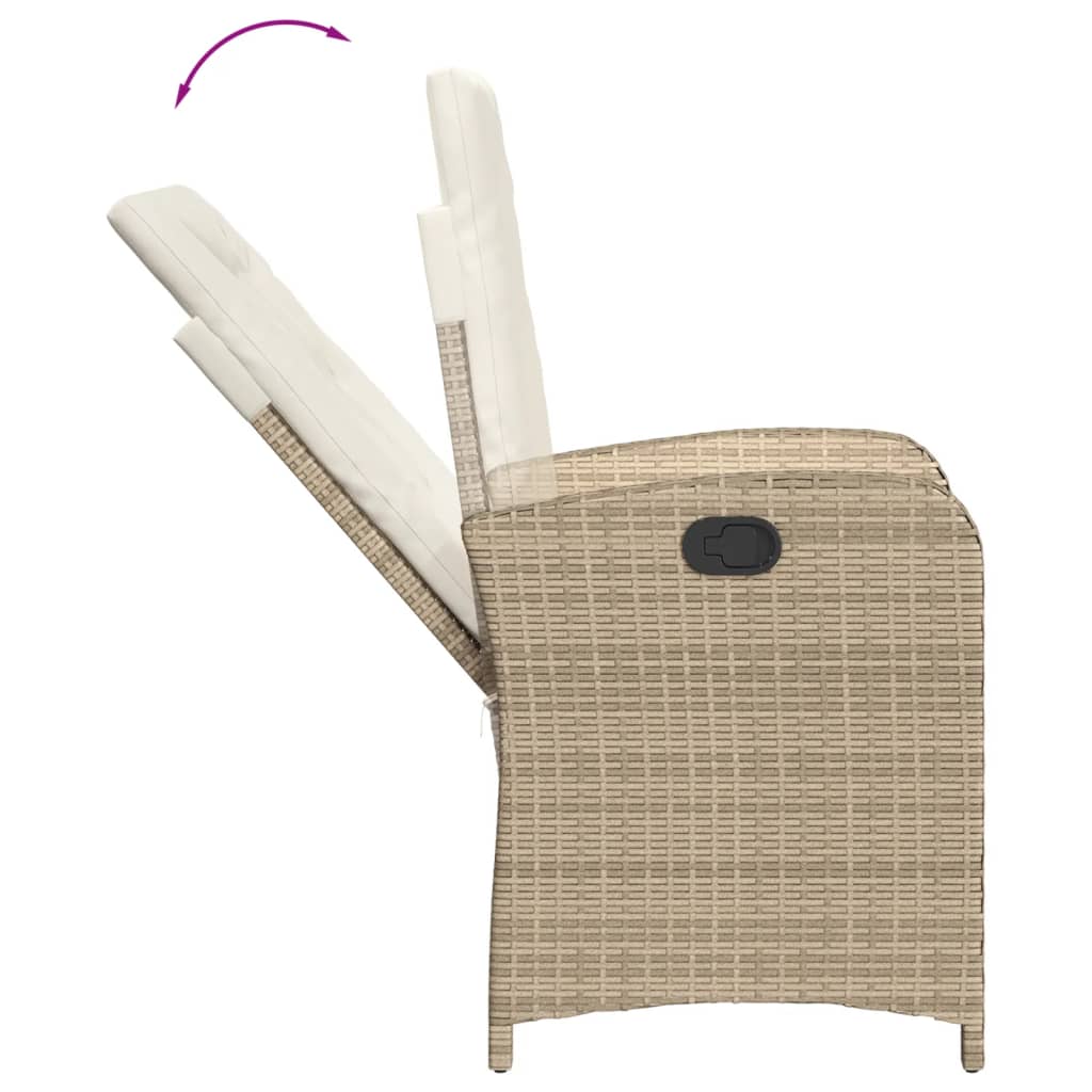 Set de masa pentru gradina, 9 piese, cu perne, bej, poliratan — imaginea 5