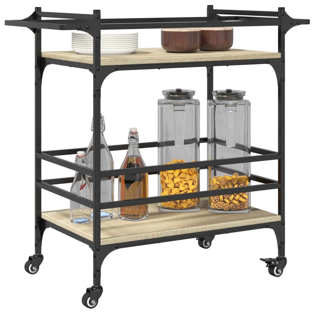 Carucior de bucatarie, stejar sonoma, 82x40x78,5 cm, lemn — imaginea 5