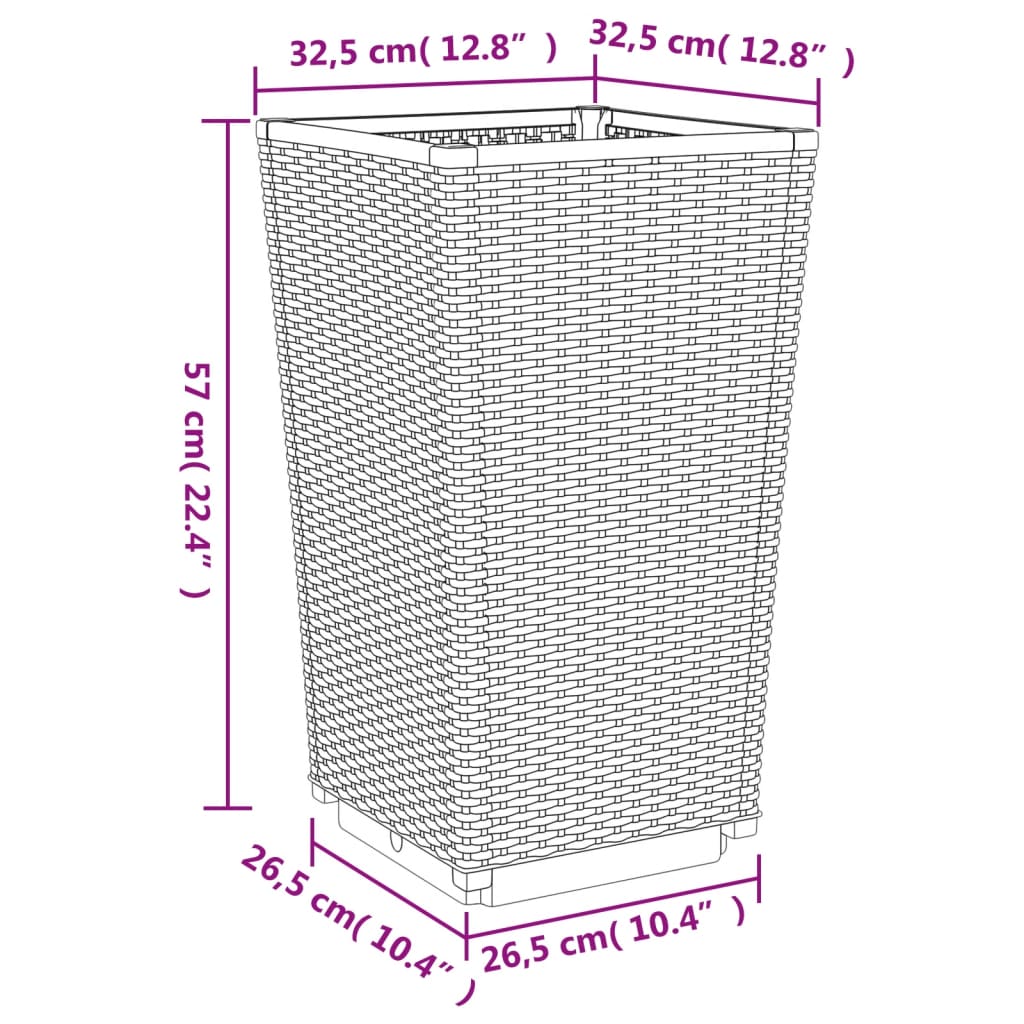 Jardiniere de gradina, 2 buc., negru, 32,5x32,5x57 cm, PP — imaginea 9