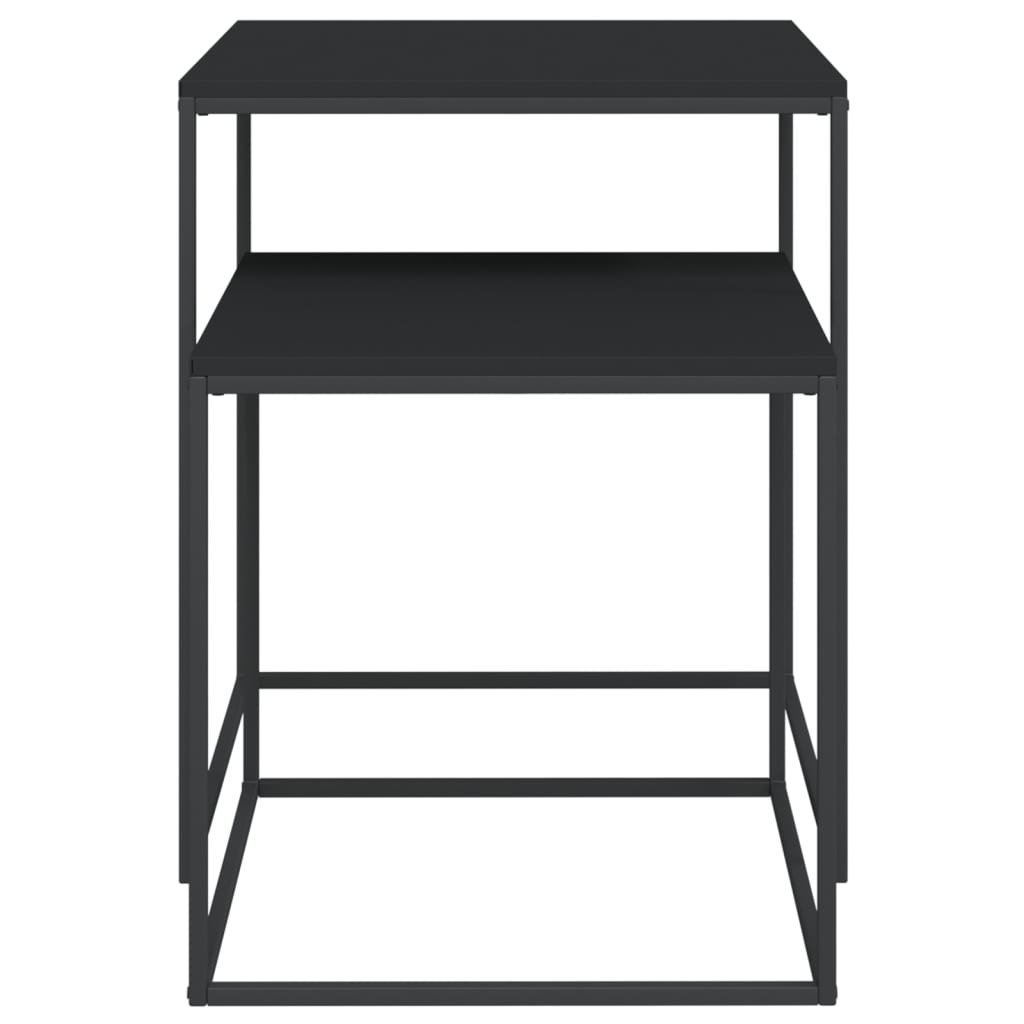 Set masute de cafea, 2 buc., lemn prelucrat și metal, negru — imaginea 4