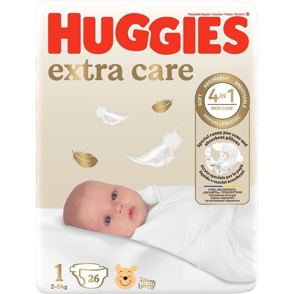 Scutece Huggies Extra Care, Marimea Nr.1 - 26 Bucati - 4 | YEO