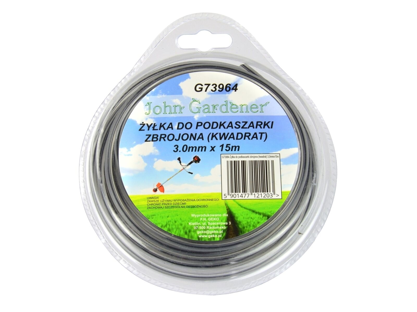 Fir taiere pentru masini de tuns iarba, patrata, din plastic otelit, 3mm x 15m, G73964