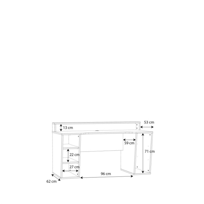 Birou Race Led, 160 x 91 x 72 cm, nuanta alb — imaginea 4