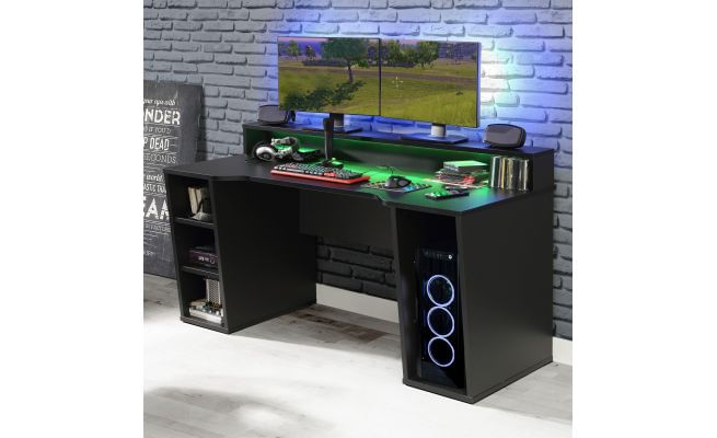 Birou Race Led, 160 x 91 x 72 cm, nuanta negru — imaginea 3