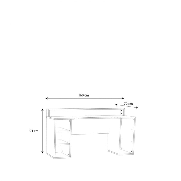 Birou Race Led, 160 x 91 x 72 cm, nuanta negru — imaginea 4