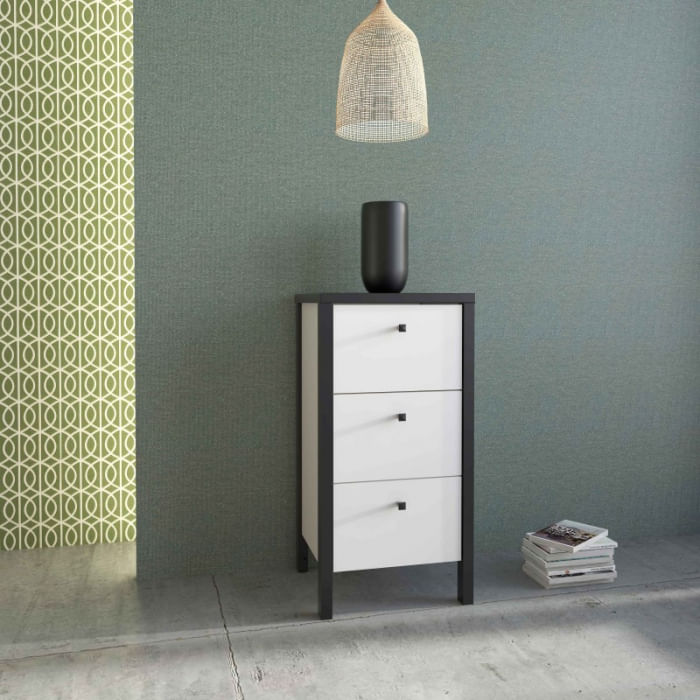 Noptiera Trio, 35 x 70 x 30 cm, alb/negru — imaginea 3