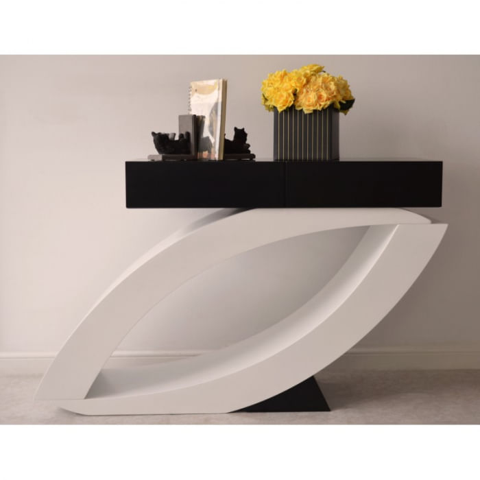 Consola Oscar, 140 x 82 x 40 cm, FA092, nuanta alb/negru — imaginea 5