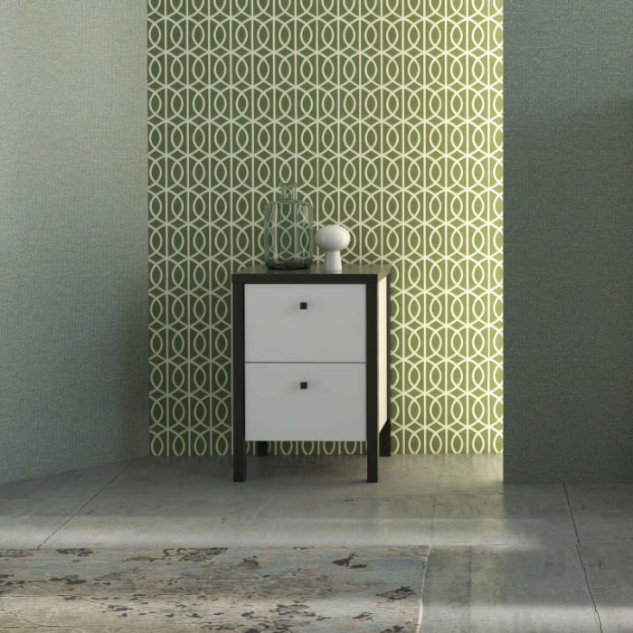 Noptiera Duo, 35 x 51 x 30.6 cm, nuanta alb/negru — imaginea 4