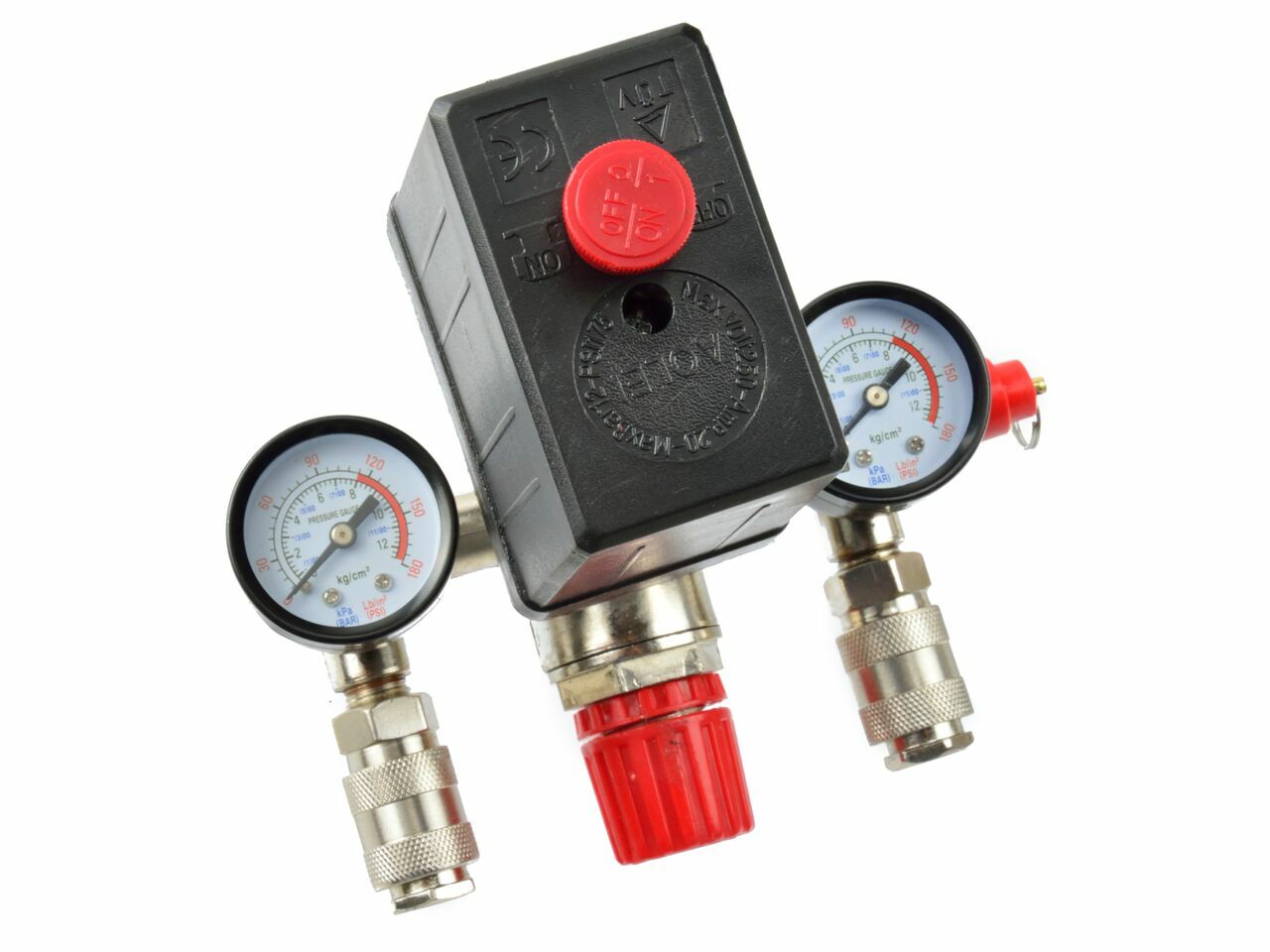 Kit presostat pentru compresor cu doua manometre 12bar, GEKO G80306 - 4 | YEO